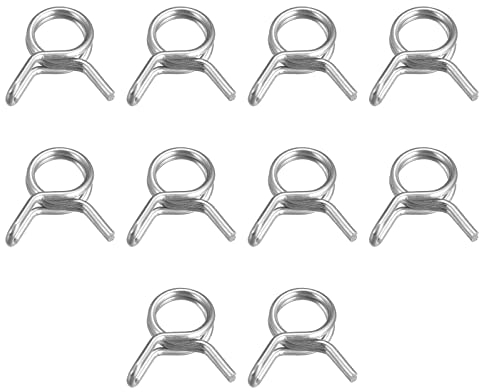 sourcing map Collier Serrage Tuyau Double Fil Ressort, 10pcs 304 Acier Inox 6mm Apte Interne Diamètre 6.7mm-7.3mm OD Tuyau Carburant Conduite Silicone Tube Ressort Clips