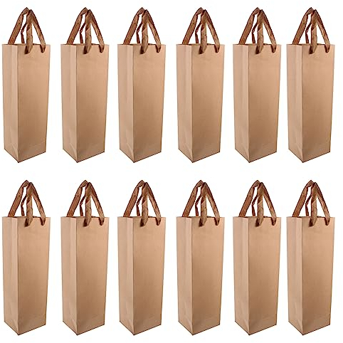 BESPORTBLE Weinflaschentüten Weintasche mit Henkel Kraftpapier Wein Geschenktüten Flaschentüten 24 Stück für Champagner Bier Weihnachten Hochzeit Party