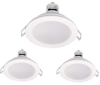3 Spots Led Encastrables Pour Placoplatre, Dimmable Avec Gradateur Triac, 220V 5W 550 Lumen, Ø87mm X 37mm, Trou 70mm, Etanche IP65, Connecteur Rapide (Blanc, Blanc neutre 4000K)
