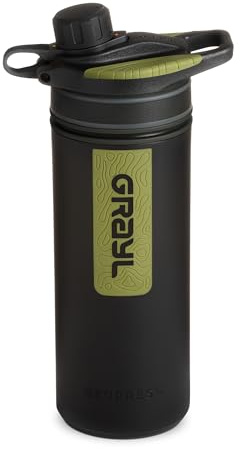 GRAYL GeoPress 24 oz Water Purifier Bottle - Filter for Hiking, Camping, Survival, Travel (Black Camo)