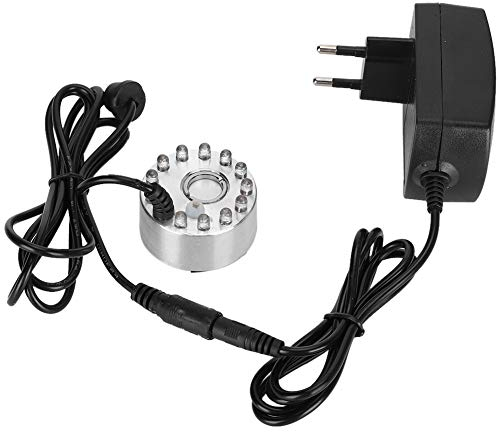 Generador de Niebla, Mini Máquina de Niebla, 12 LED Fabricante de Niebla Nebulizador, 4.5x2.1cm, Puede Enfriar y Humidificar el Aire, con 12 Luces para Paisajes, para Estanques, Rocallas y Acuarios