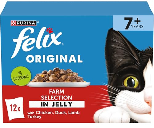 FELIX Original Senior 7+ Farm Selection in Jelly Wet Cat Food, 4 x (12 x 85g)