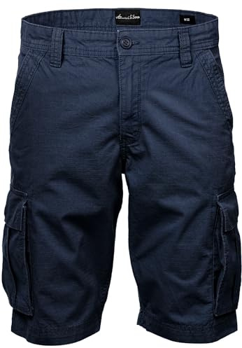 Amaci&Sons Herren Cargoshorts Männer Kurze Bermuda Hose Regular Fit 7027 Navyblau W34