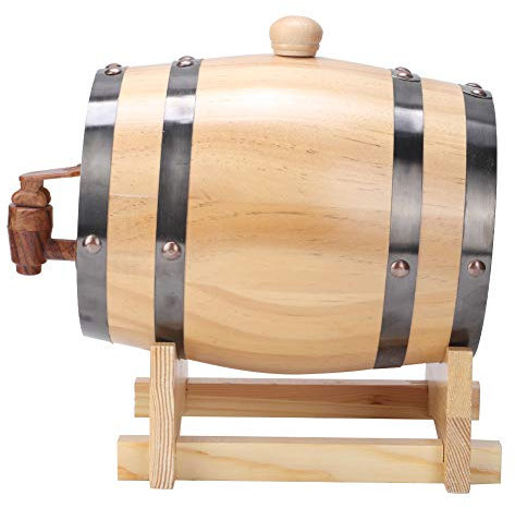 Mini Botte di Vino in Legno di Pino da 1,5 Litri per Uso Domestico, Barilotto per Birra in Legno, per Barattoli di Casa, Strumento per Vino, Colore del Legno (1.5L)