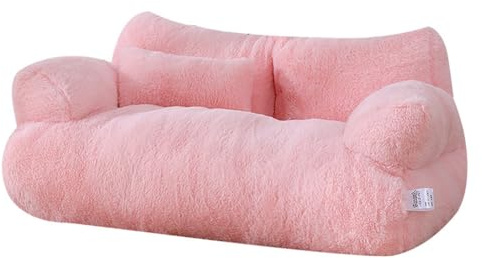 Yuly Canapé pour Chats ou Petits Chiens,Panier Chat et Chien Moelleux,Coussin Chat Anti Stress et Antidérapant,Lit Confortable Lavable pour Chat Chien Petit Moyen Taille (Rose,55 * 38 * 18cm)