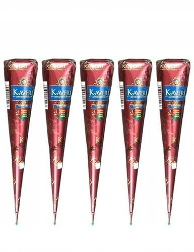 HANUMAN STORE Lot de Cone de henné par 5 x 25g - Couleur marron foncé coloration, 100% Naturel