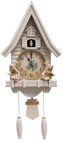 DeeDuud Reloj de cuco moderno, reloj de pared silencioso con llamada de cuco y volumen ajustable