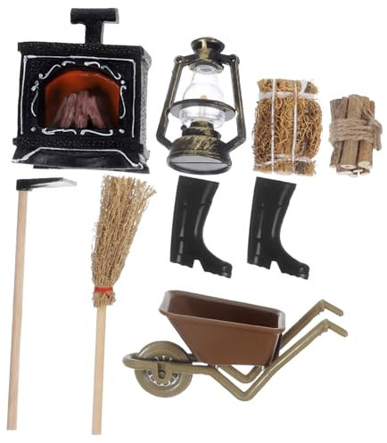 WEKAMOS 1ensemble Cheminée Miniature avec Accessoires De Maison De Poupées Et Bûches Décor Hiver Réaliste pour Scènes Miniatures Et Maisons De Poupées