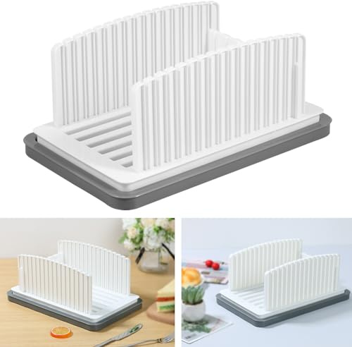 Bread Slicer for Homemade Adjustable Width Bread Cutting Guide with Crumb Tray Foldable and Compact Loaf Cutter Slicer Loaf Slicing Tool for Sourdough Sandwich