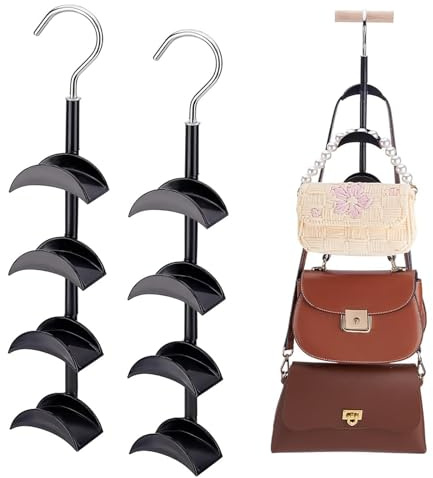 Accmuzzy 2 borse portaoggetti con rotazione a 360°, organizer per borse, cravatte, cappelli, cinture, sciarpe (2 pezzi) nero)