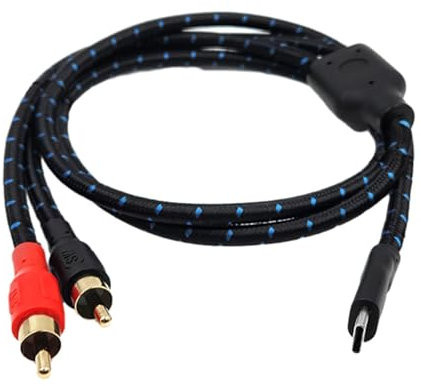 Whltzf TypeC To 2 Cable UsbC To 2RCA Conversion Extension Cable HIFI Sound Wire TypeC To Hookup