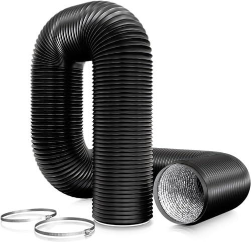 Aygrochy Conductos de ventilación de PVC con 2 abrazaderas, manguera flexible de conducto de aire de 125 mm para secadora universal, campana de cocina, ventilador extractor (125mm*3m)