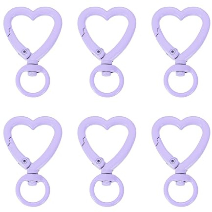 QUARKZMAN 6 Piezas De Hebillas Giratorias En Forma De Corazón Morado | Ganchos De Resorte De Aleación De Zinc, De Ferretería Para Hacer Manualidades, Para Llaveros Monederos Bandoleras Y