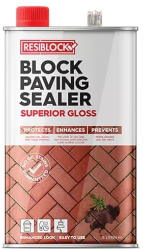 Resiblock Superior Block Paving Sealer – Easy To Apply – Resistance to De-icing Salts – Gloss – 5 Litre