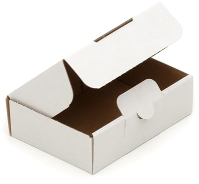 Boîtes aux courriers Maxi KK Verpackungen | 25 pièces, 150 x 105 x 46 mm DIN A6 boîtes d'expédition aux lettres maxi blanches en blanc | Boîte pliante pour l'expédition de marchandises
