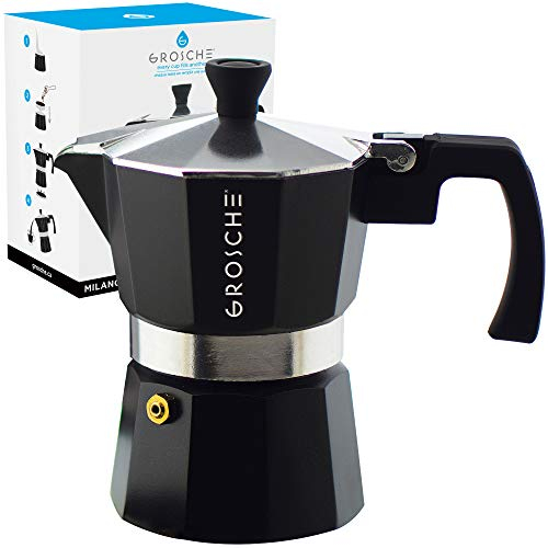 GROSCHE Milano Moka Espresso Maker - 3 Cup / 150 ml - Black