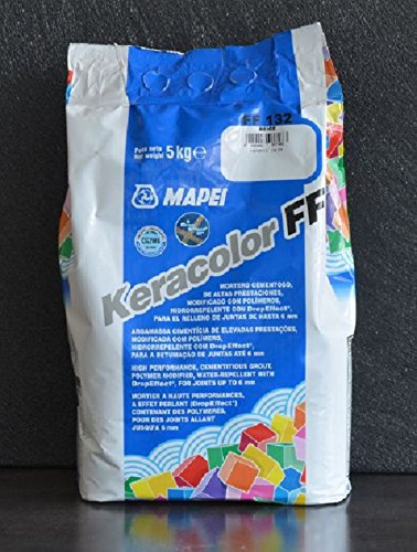 Mapei keracolor 132 FF color beige 2000 - Lote de bolsas de kg. 5 - Malta calcárea de alto rendimiento, impermeable, para la lechada de ranurar hasta a 6 mm