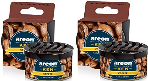 AREON Ken Désodorisant Voiture Café en Pot Couvercle Ventilé Réglable 3D (Lot de 2)