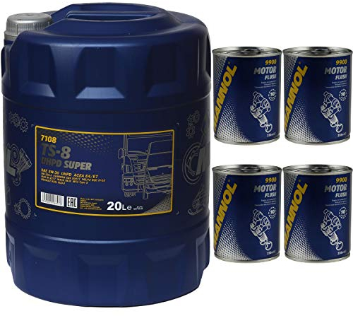 20L MANNOL TS-8 UHPD Super 5W-30 API CI-4 Motoröl Motorspülung Motor Flush