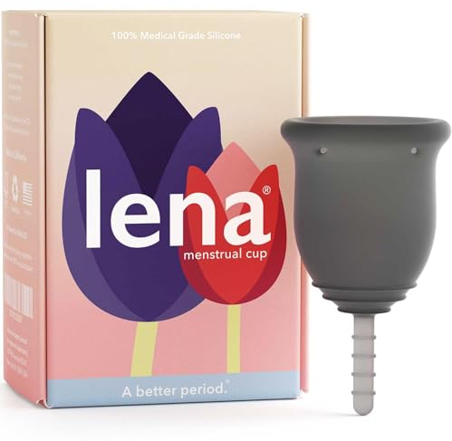 Lena Menstrual Cups, Reusable Period Cup, Tampons,Period Underwear and Menstrual Pads Alternative, Feminine Care, Silicone Menstrual Cup, Made in USA, Regular & Heavy Flow, Small, Gray