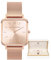 L'AMORE MILANO Damenuhr Rosenbox - Hochwertige Armbanduhr Edelstahl mit luxuriösem eckigem Design, wasserdicht 3 ATM - Elegantes Geschenk für Frauen, Freundin, Mutter - 28mm Damen Uhr Mesh Rosegold