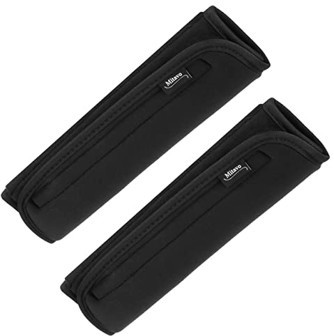 Mitavo Imbottitura Cintura di Sicurezza Universali, 2 Pezzi Copricintura Auto, Protezione per Cintura di Sicurezza Auto per Bambini e Adulti, cuscino per spalla per zaini, borse, 25x7 cm, nero