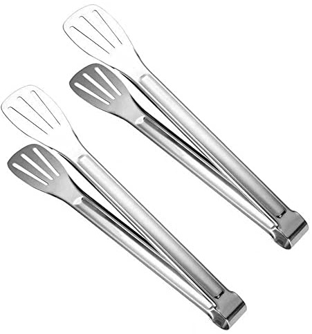 2Pcs Kitchen Tongs Stainless Steel Cooking Tongs Heat Resistant Stainless Steel for Cooking Serving Barbecue Buffet Salad Ice Oven