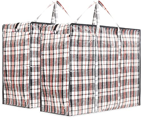 Laundry Bag Heavy Duty Storage Bags Reusable Strong Clothes Storage Bags Zip Nylon Large Boxes for Moving House Clothing & Wardrobe Storage (Pack of 2)