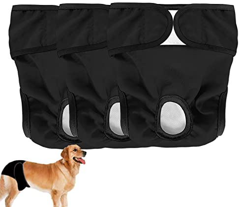 Hundewindeln 3 Stück Wiederverwendbare Windeln für Hündinnen Hundewindeln Hochsaugfähige waschbare und umweltfreundliche Damenbinden Läufigkeitshose hundewindeln für Hündinnen (schwarz, XL)