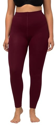 Ulla Popken Calze termiche da donna, fodera morbida, rosso bordeaux, 54-56