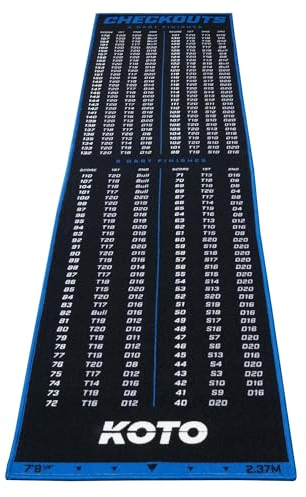 KOTO - Dartteppich Mit Abwurflinie Checkout Blau, 237x60cm Dartmatte, Mit Score-Indikation