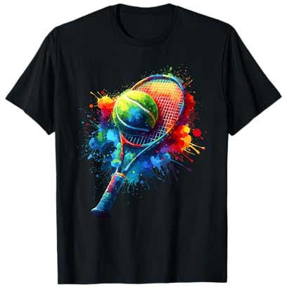 Splash Art Raquette de Tennis colorée T-Shirt