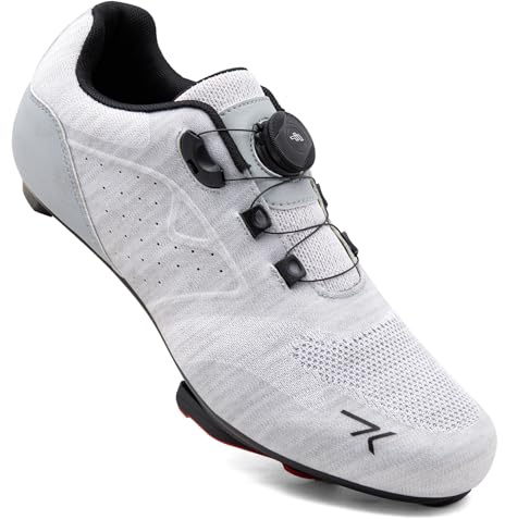 Feyenold Herren Fahrradschuhe Damen Radsport Schuhe Kompatibel mit Peloton & Kompatible Installation Look SPD SPD-SL Delta Lock Pedal Reitschuhe Grau 37 EU