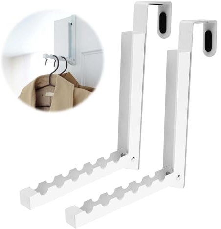 Gachiwar 2 Pezzi Appendiabiti da Porta Pieghevole, 6 Ganci, da Appendere, per Porte con Spessore Inferiore a 3,6 cm, Stendino Dietro Porta H x L : 19,5 x 16 cm