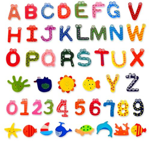 LGWJHCY 48PCS Lettere magnetiche Numeri e Animali Adesivi frigorifero,Magneti per Cartoni Animati per Lavagne Magnetiche, Frigoriferi E Lavagne Bianche
