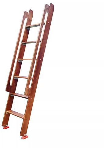 Escalier Escamotable Escabeau en Bois Marron, Échelles de Secours Intérieures pour Fenêtre de Sortie de Garage, Échelle de Lit Robuste avec Main Courante Facile à Utiliser(7 Steps 200cm(6.5ft))