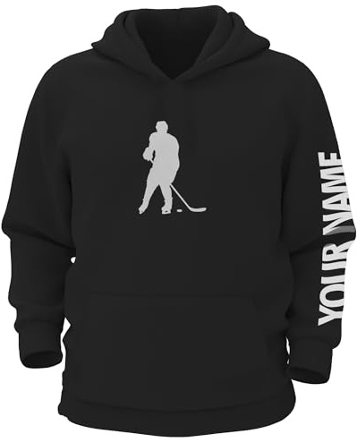 Print Cartel Ice Hockey Sweater for Kids Sports Sweatshirt Ugly Hoodie for Boys and Girls customizable Ice Hockey Kids Hoodie, 9-11 Years, Black