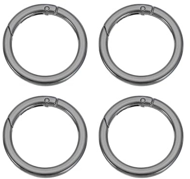 PATIKIL Anillos en O con resorte metálicos 4Pzs 1,6 Pulgadas Negro 41mm | Clips redondos, Hebillas de presión, para llaveros bolsos carteras correas correas para perros manualidades DIY,