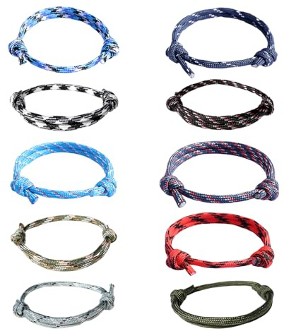 Agvdg 10Pcs Nautical Braided Rope Bracelet Surfer Beach Bracelets Friendship Bracelet for Men and Women Handmade Bracelets Rope Colorful Adjustable Braided
