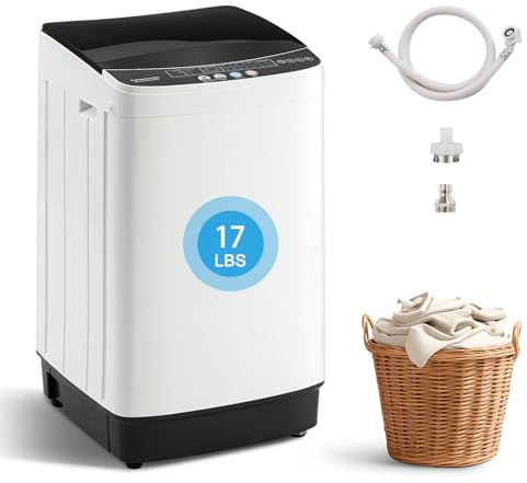 Stopsad 2.2 Cu.Ft Portable Washing Machine, Full-Automatic Electric Laundry Machine with 10 Programs, Compact Clothes Wash and Spin Combo with Stainless Steel Drum, Drain Hose for Apartment, Dorm,Home