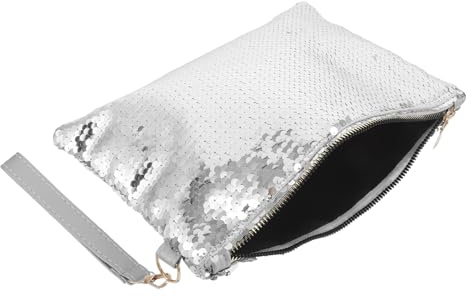 LIGIGWASH Vintage Paljett Aftonväska Handväska Dam Formell Clutch Väska Med Handledsrem Kvällsväska Clutch Väska Kvällsväskor Middags För Kvinnor Silver