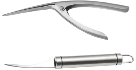 BESTYASH Set 2 Pezzi Sbucciatore e Pulitore Gamberetti in Acciaio Inox Utensile da Cucina Compatto Impugnatura Ergonomica per Gamberi Granchi e Aragoste per Uso Domestico e