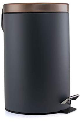 Elama 3 Gallon Stylish Grey and Copper Soft Pedal Office, Kitchen and Bathroom Trash Bin