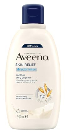 Aveeno Skin Relief Body Wash, (500 ml), gel de ducha con avena que hidrata la piel seca y limpia con suavidad, fórmula hipoalergénica sin jabones, tintes o fragancias