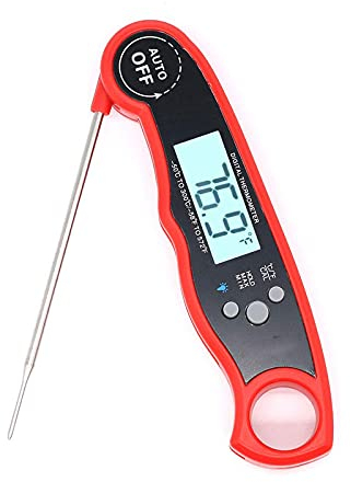 1 termometro digitale impermeabile per alimenti con sonda pieghevole, rosso/nero/blu termometro da cucina a lettura istantanea per carne, barbecue, cucina, cottura, tacchino, zucchero