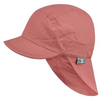 Sterntaler Schirmmütze Nacken Basic - Unisex Baby- und Kinder Mütze mit Nackenschutz - UV-Schutz 50+ Hut aus Popeline (Bio) - leichte Sommer Kopfbedeckung mit Gummiband - Rosenholz, Größe 53