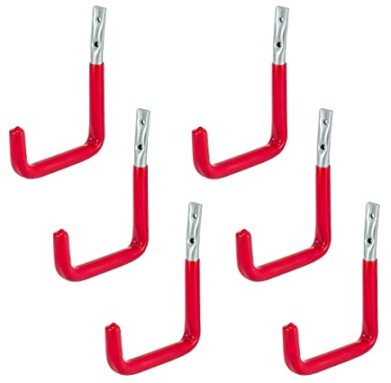 siwitec Wandhaken U-Form 214 x 155 x 90 x 112 mm rot gummiert, 6er-Set, Schwerlsthaken, Tragkraft 37 kg