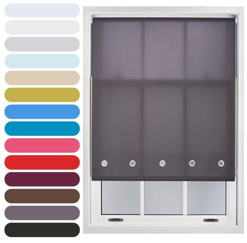 FURNISHED Tageslichtrollo mit runden Ösen, zuschneidbar, Dunkelgrau, 65W x 165L cm