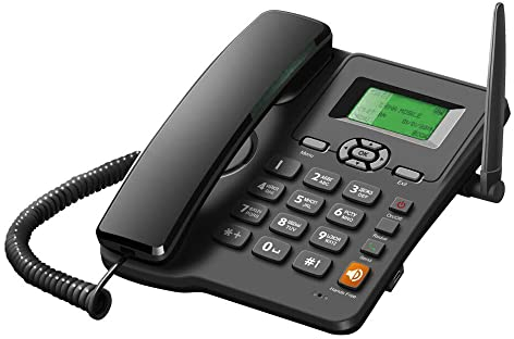Bisofice Schnurgebundenes Telefon, Schreibtischtelefon, unterstützt GSM 850/900/1800/1900 MHz, Dual-SIM-Karte, 2G, Festnetztelefon mit Funkantenne, Weckfunktion für Zuhause, Callcenter, Büro, Hotel