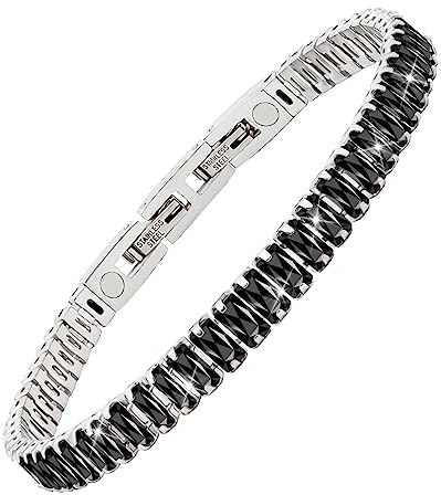 JEROOT Pulseras Magneticas, Mujer Pulseras Magneticas Terapia Acero Inoxidable, Negro B